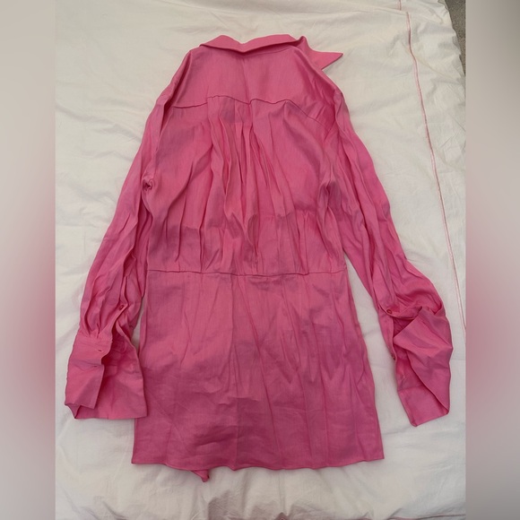 NWT Gauge81 Women's Fuchsia Cusco Linen Blend Mini Shirt Dress - Picture 4 of 4